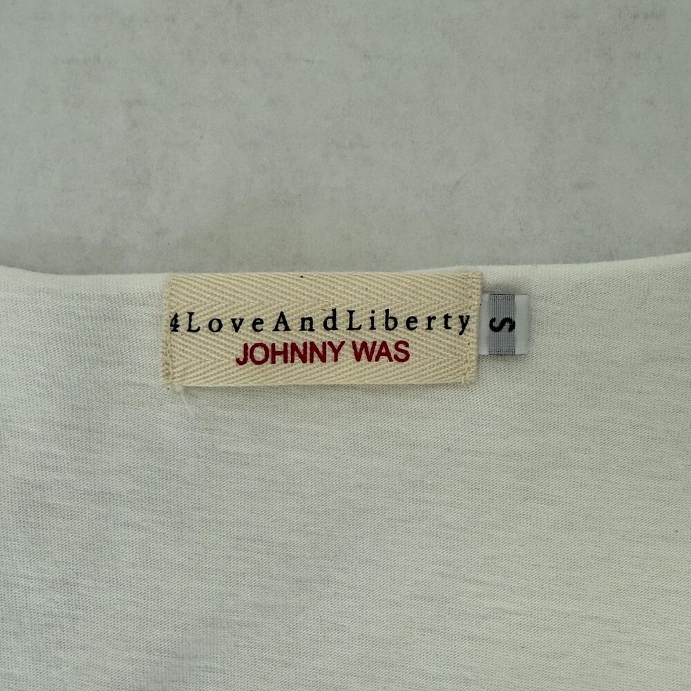 Johnny Was Love & Liberty Shirt Womens Small Embroidered Beaded Cotton Sheer - Picture 2 of 10
